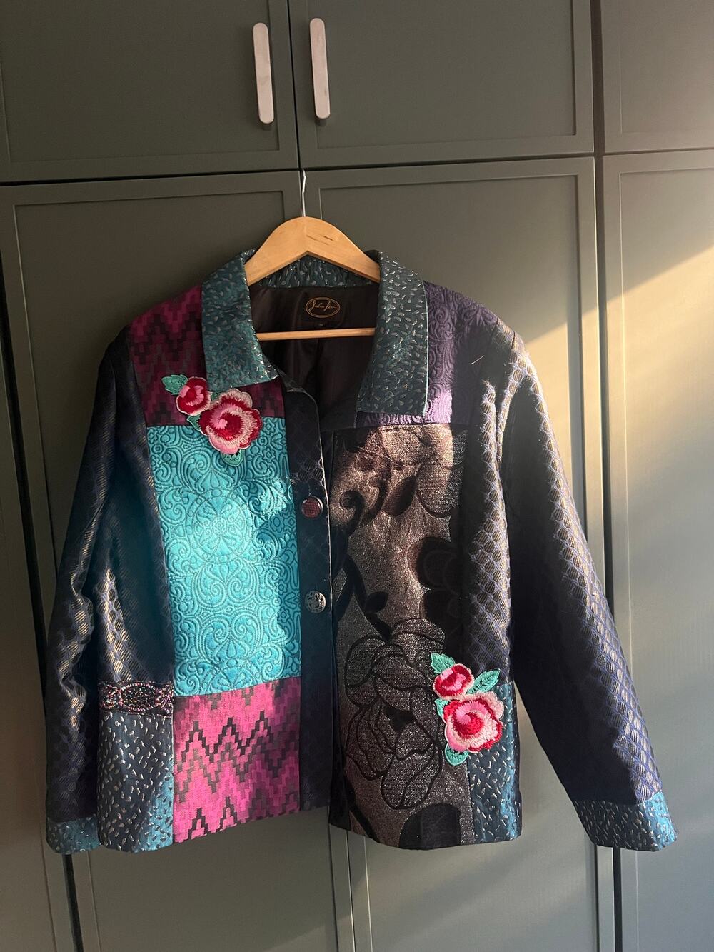 JULIA KIM sz 2X Art to Wear embellished and embroidered lagenlook blazer EUC